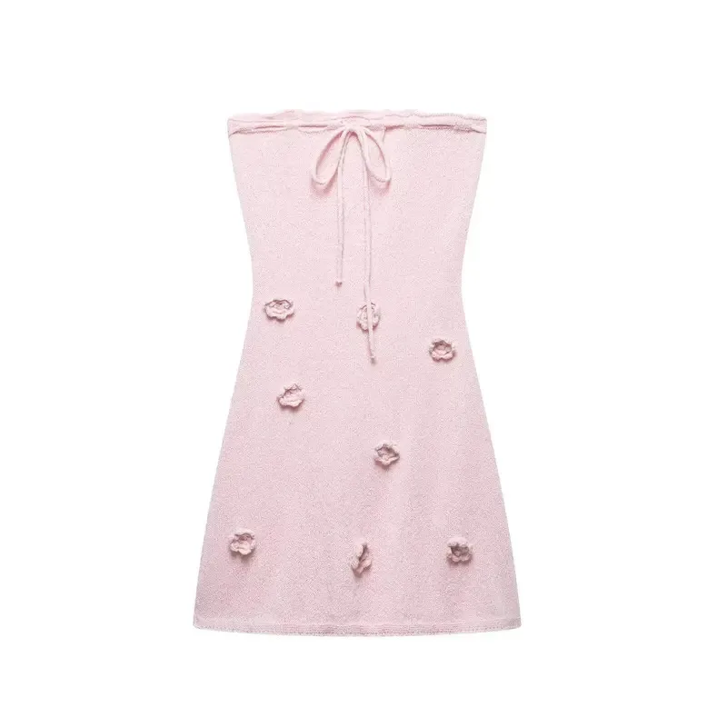 

Women's Sexy Strapless Mini Dress Floral Print Lace-Up Chest Wrap Spring Summer Club Chic Fashion 2025