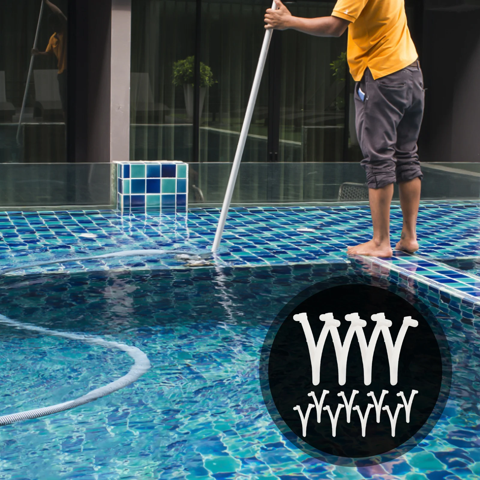 

12Pcs Pool Skimmer Net Clips V Clips for Pole Attachment Durable and Portable Pool Accessories Extension Pole Attachments