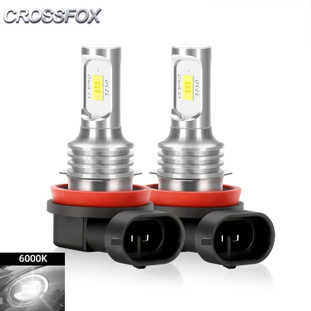 CROSSFOX - Juego de 2 Bombillas LED para Faros Antiniebla de Coche, H8 H9 H11 100W 10000LM 9005 HB3 9006 HB4 H7 6000K Canbus LED 12V