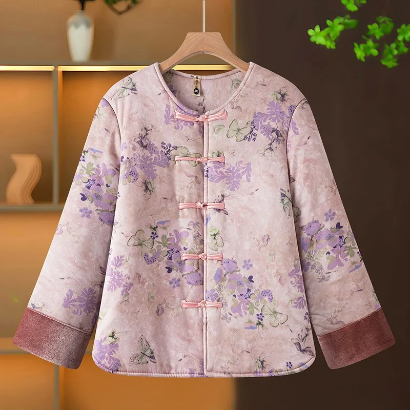 Chinese-style Button-down Small Cotton-padded Jacket  Retro Mom Winter Coat Women's Clothing Autumn Winter Collection Light 2026