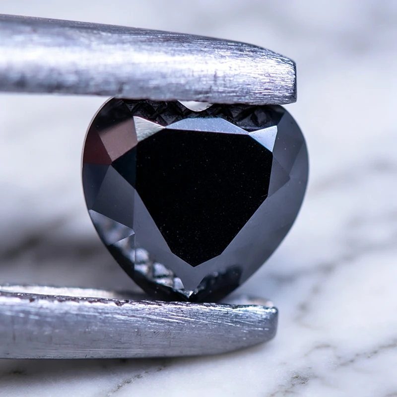 Moissanit-Stein Herzschliff Schwarze Farbe Laborgezüchteter Edelstein für Ring-, Halsketten- und Ohrringherstellung Besteht Diamanttester mit Zertifikat – Detail 5