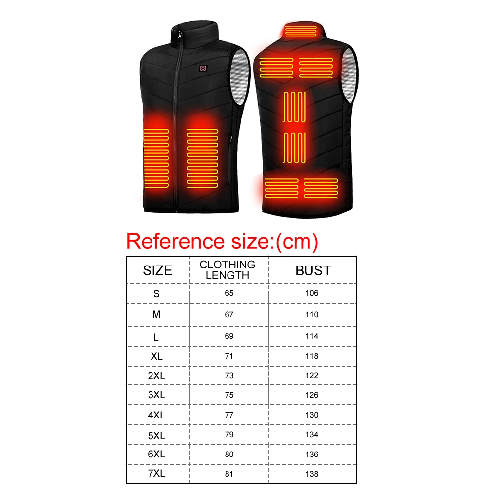 Chaleco calefactable de 9 zonas, chaquetas eléctricas con calefacción, ropa deportiva para hombres y mujeres, abrigo calefactable, abrigo térmico de grafeno, chaqueta calefactora USB para exteriores
