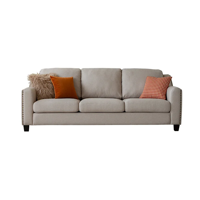 

American light luxury small apartment living room furniture modern simple high-end cotton and linen three-person four-person
