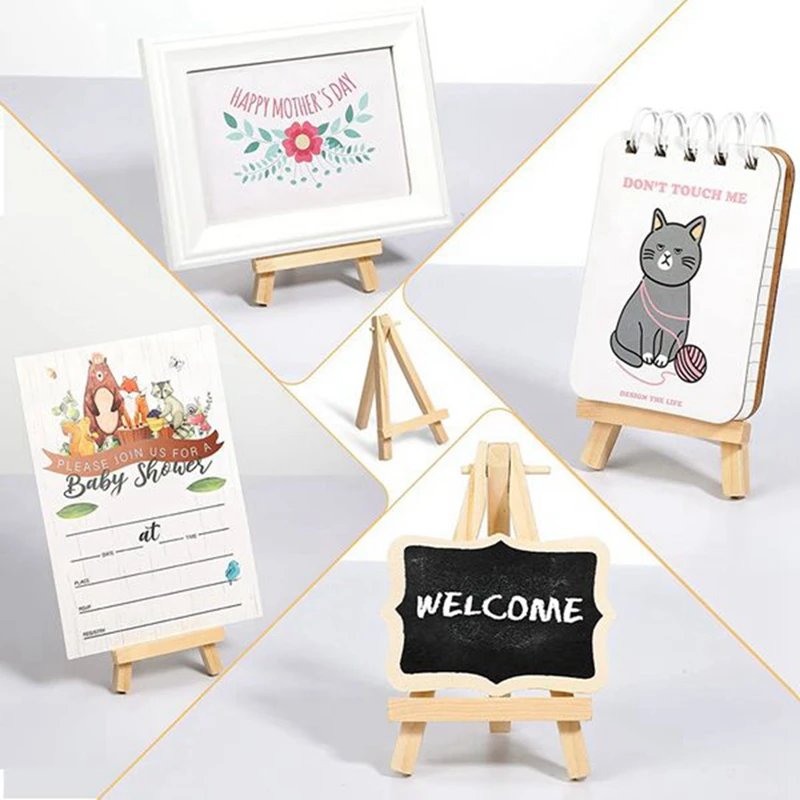 60Pieces Of Mini Wooden Easel. Business Cards, Display Photos, Small Canvases, Classroom DIY Arts And Crafts 8X15cm