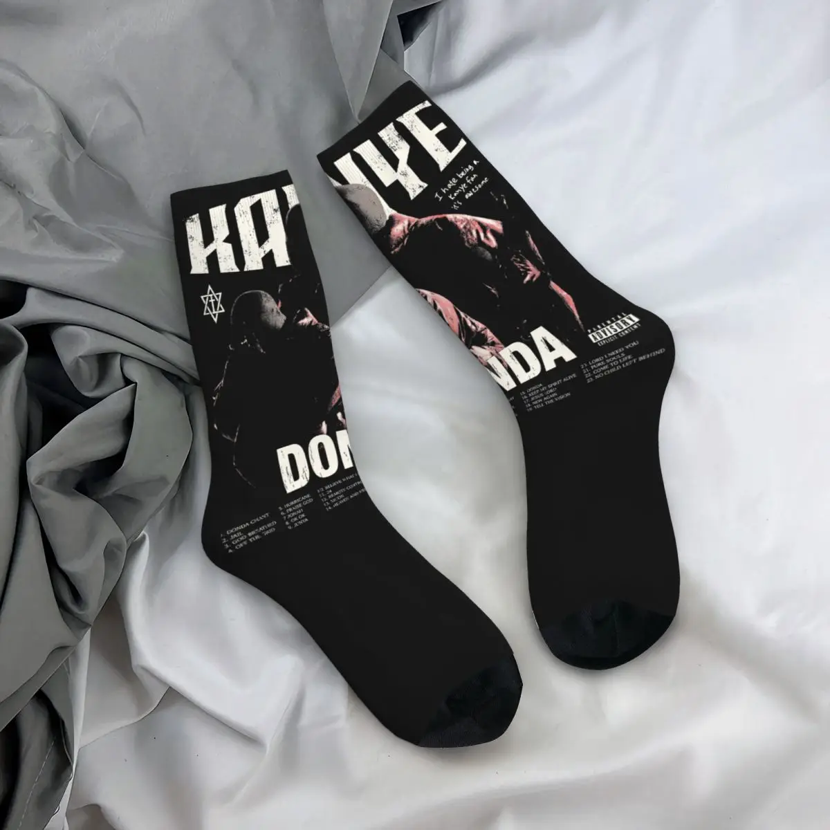 Calcetines informales de poliéster para hombre y mujer, calcetín con estampado de Kanye West, primavera, verano, otoño e invierno, novedad