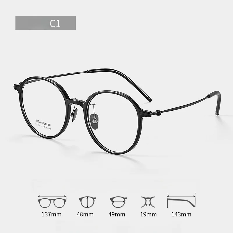 F DRACON Titanium Round Eyeglass Frame, Unisex