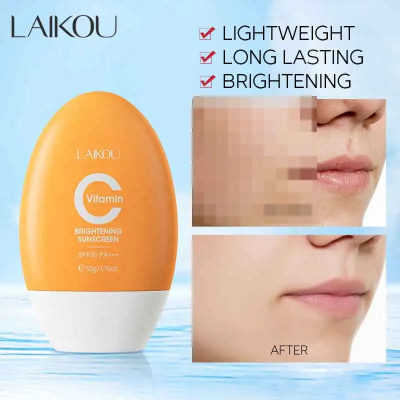 LAIKOU Witamina C Krem przeciwsłoneczny do twarzy SPF50 Krem przeciwsłoneczny do ciała Anti-Shine Niewidoczny płyn |   Anty-Imperfection