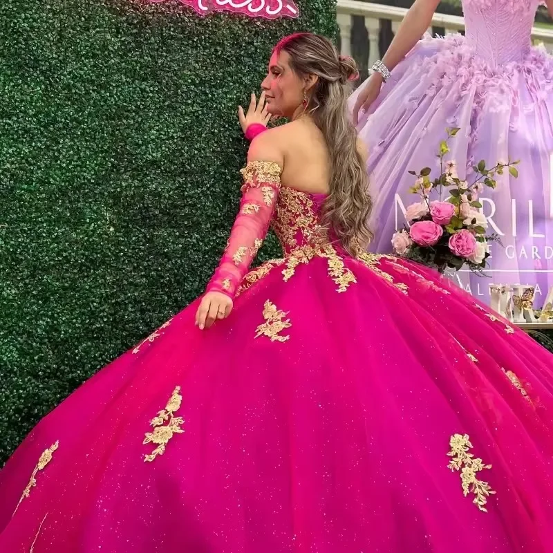 فساتين FURSTENBERG الجنية Quinceanera للنساء بأكمام طويلة وخرز مقطوع فستان مناسبة فيستدوس دي 15 أنوس مخصص #3