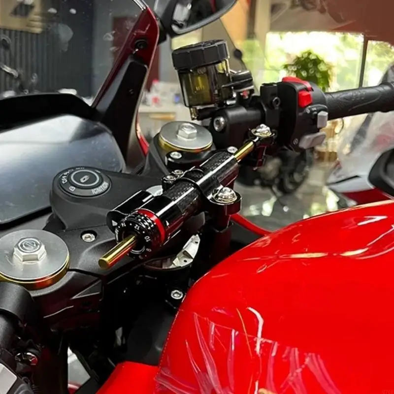 M76E Motorrad-Lenkungsdämpferstabilisator mit Ösenanschlüssen, einstellbarem Widerstand und kurzem 252-mm-Körper für die Straße – Detail 9