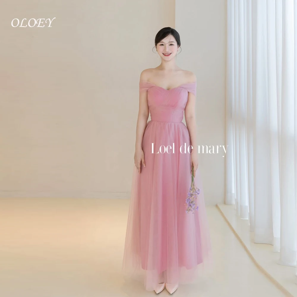 

OLOEY Korea Garden Evening Dresses Off Shoulder Pleat Short Sleeves Formal 프롬드레스 Customized Elegant Prom Grown Party Women