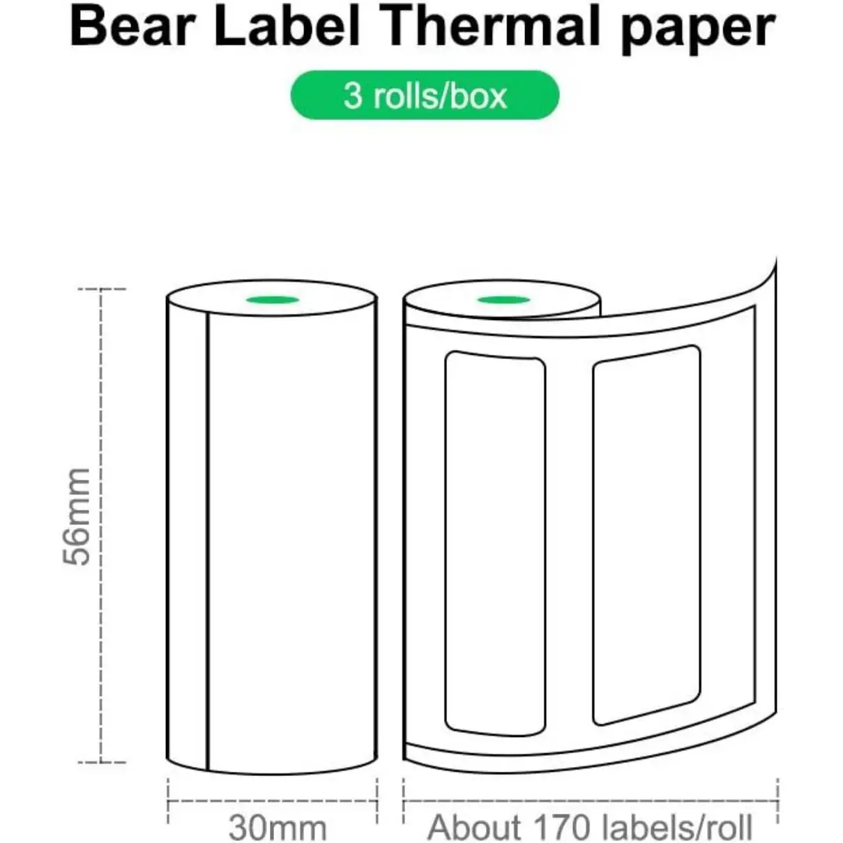 Peripage Mini Printer Paper 15mm 30mm Bear Blank Label Sticker Thermal Printing Paper for A6/A8 Waterproof Oilproof Scratchproof