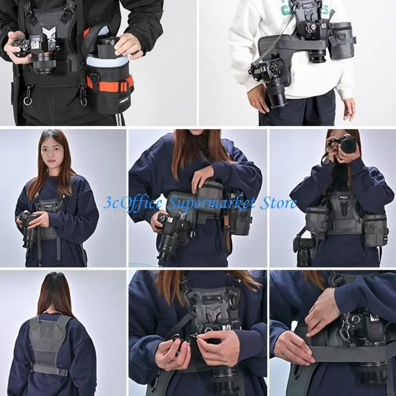 

E1PA Breathable Camera Chest Harness Vests for Two Cameras with Quick Release System
