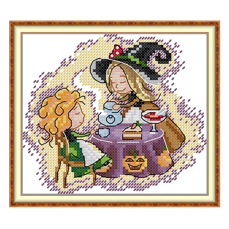 Little Wizard Patterns Counted Cross Stitch Set DIY 11CT 14CT 16CT HD Stamped DMC Cross-stitch Kit Embroidery Needlework Crafts