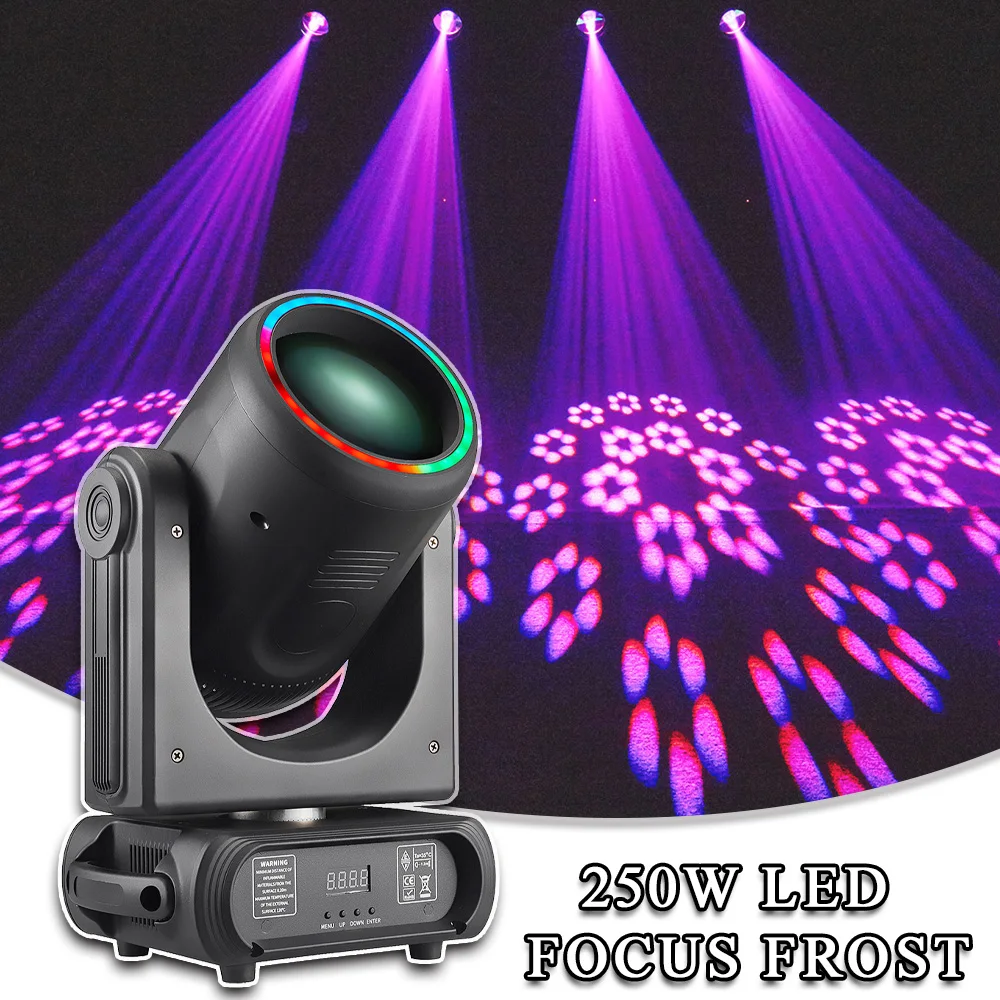 

YUER 250W LED Beam Moving Head Focus Frost Effect SMD Ring 18Prisms For Dj Disco Wedding Party DMX Music Bar Club Stage Lighting