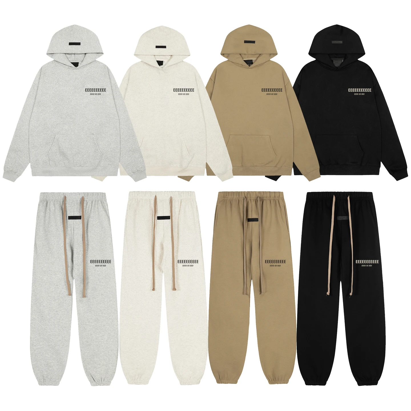 Fashion Double-Stripe Set Men's Drawstring Pants Luxury Design Long Silicone Letter Pants High Street Oversized Pants Hoodie Set