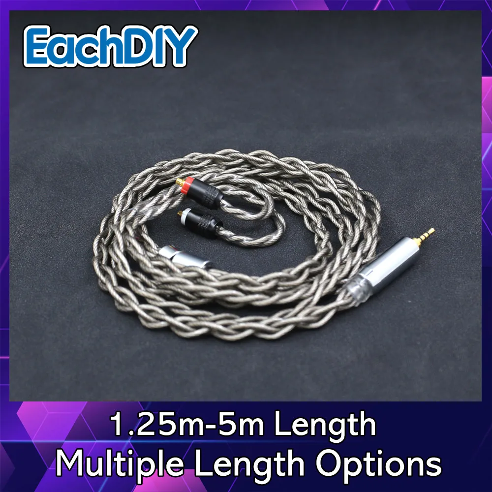 

99% Pure Silver + Graphene Silver Plated Shield Earphone Cable For Sony IER-M7 IER-M9 IER-Z1R Headset 4 core 1.8mm LN007942