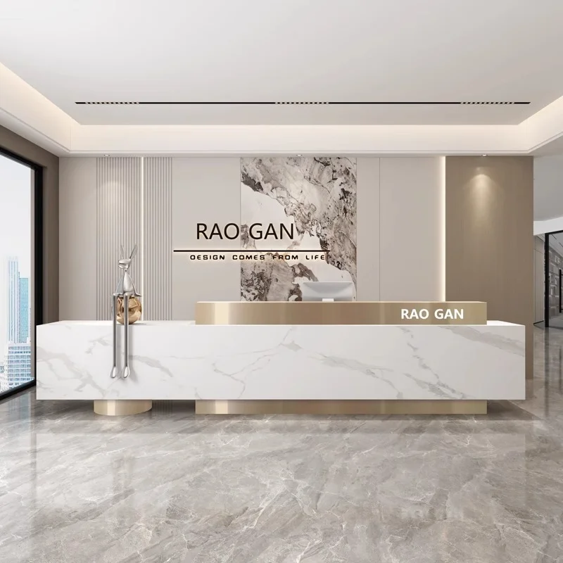 

High-end Reception Desks Modern Simple Hotel Company Reception Desks Billiard Hall Office Furniture Meja Penerimaan YSJDT