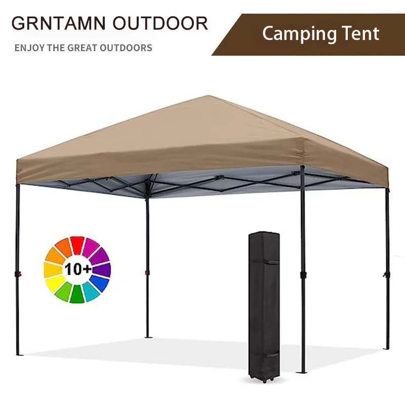 GRNTAMN 3x3M Pop Up Gazebo Commercial Gazebo With Upgraded Roller Bag Stakes and Ropes (Khaki)