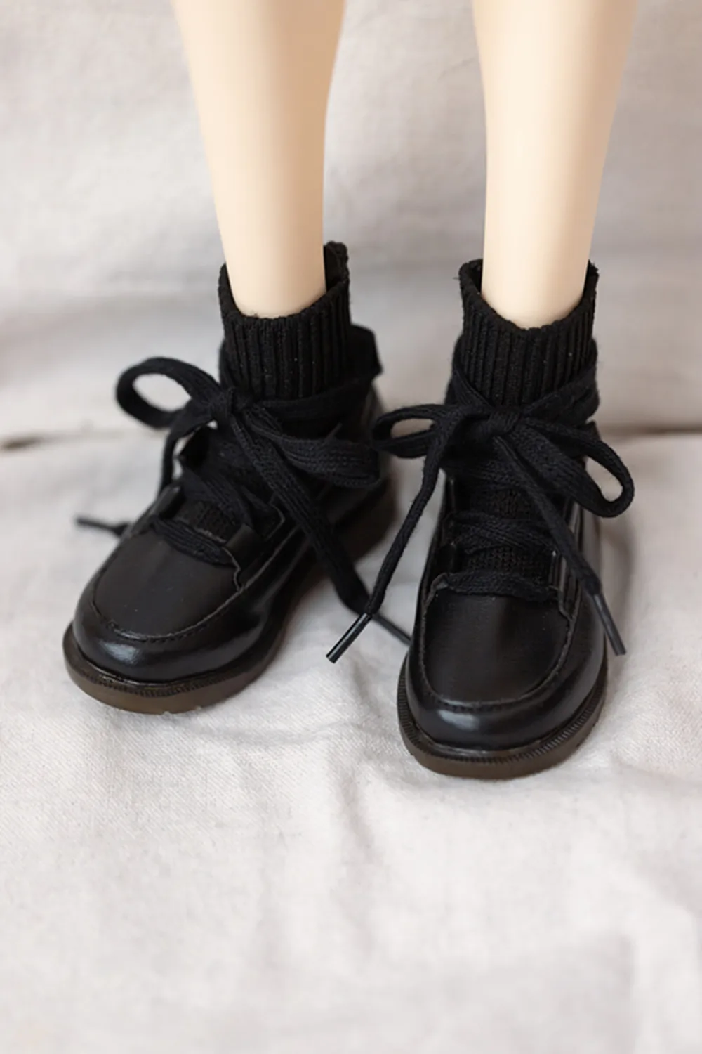 BJD Doll Toys 1/3 Shoes Soft Oxford Bottom Casual Ankle Boots Square Toe Lace-up Matte Black Leather Shoes BJD doll accessories