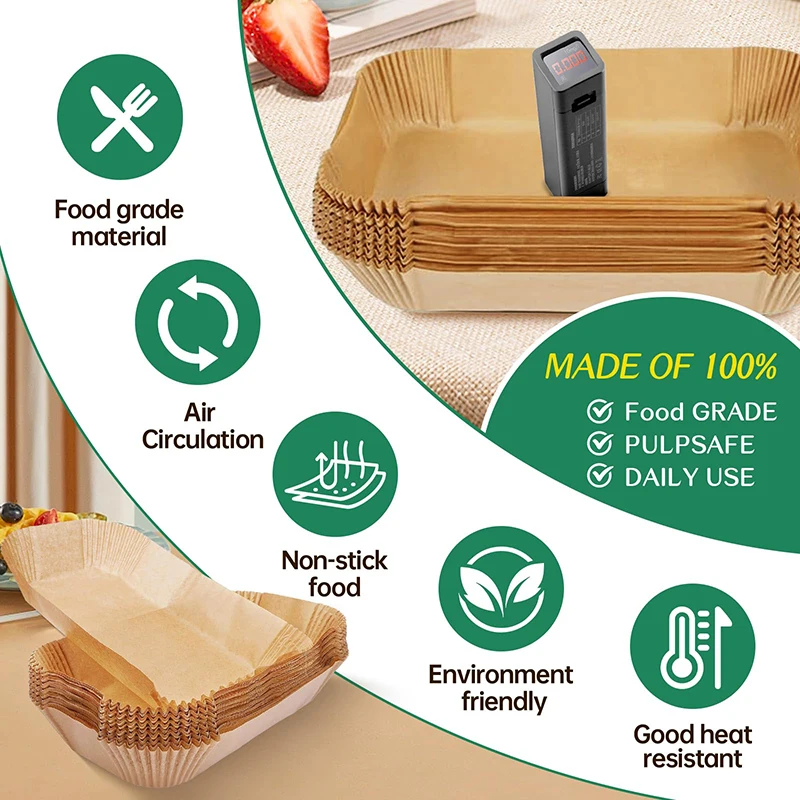 Rectangle Disposable Air Fryer Paper Non-Stick Airfryer Baking Paper Liner Oilproof  Oven Pad Mat for Ninja DZ071 Foodi DualZone