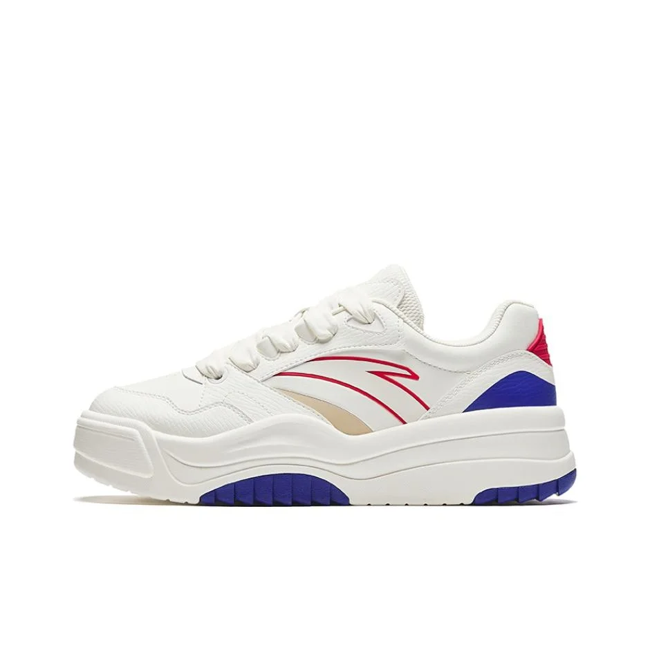 Anta Slip Resistant, Abrasion Resistant, Height Increasing Low top Skateboard Shoes Men's White Blue 912438016-1