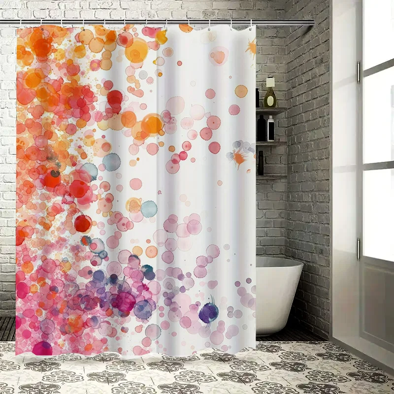 

Vibrant Watercolor Bubble Print Shower Curtain for Bathroom Decor Pink, Orange, Red Purple Colors 72 x 84 In /180x215cm Fabric W