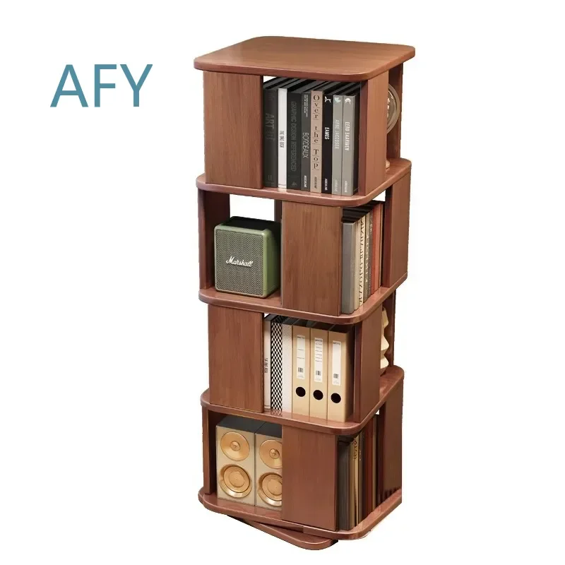 Solid Wood Rotating Bookshelf 360 Degree Swivel Bookcase for Kids Room Storage Shelf for Picture Books Home Office Study