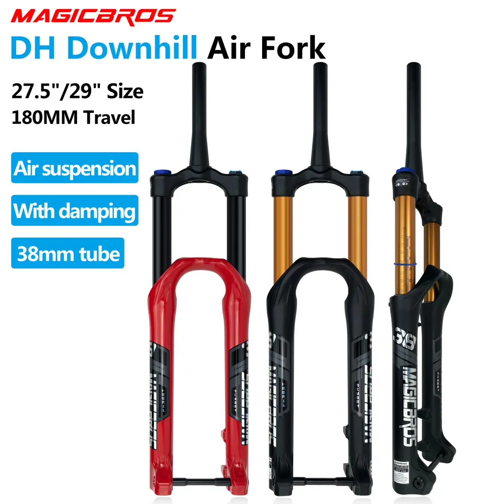 

MAGICBROS DH Air Suspension Fork Travel 180MM Stronger Tube 38MM Downhill Enduro Fork Boost 15x110MM DH MTB Mountain Bike Fork