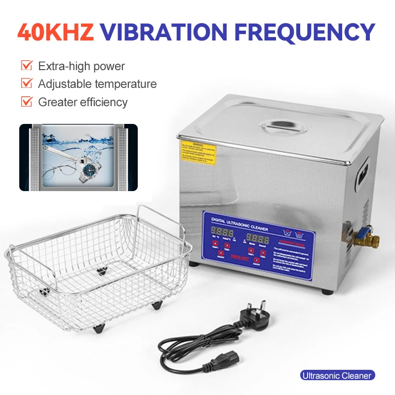 

40kHz Stainless Steel Ultrasonic Cleaner High Power Digital Ultrasonic Parts Cleaner with Heater & Timer for Jewelry Eyeglasses
