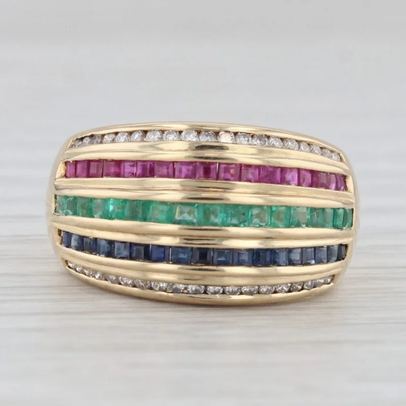 Klassischer Eingelegter Mehrfarbiger CZ Damenring Trendiger Goldfarbener Geometrischer Alltags- und Partyschmuck Jubiläumsgeschenk