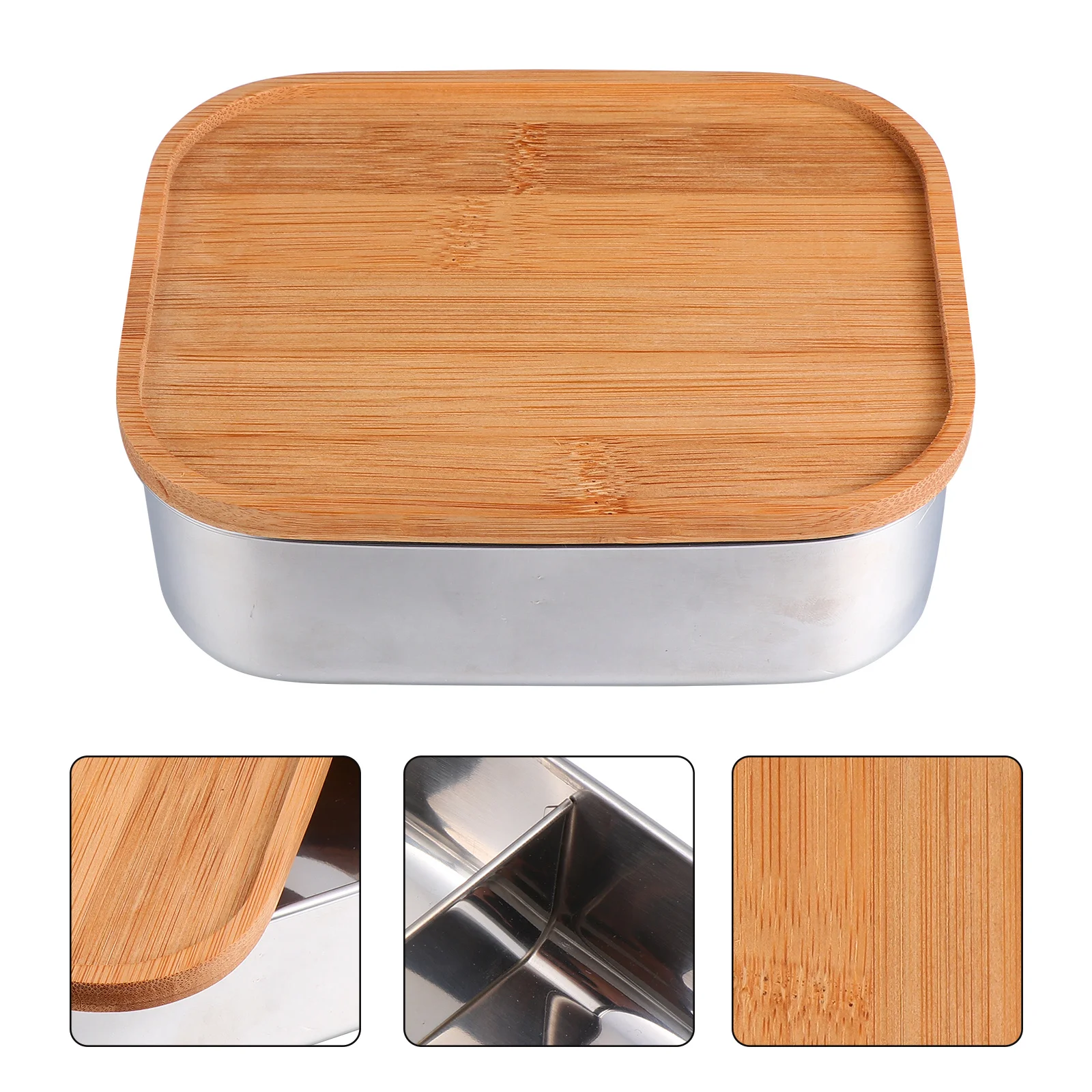 

Stainless Steel Lunch Box with Lid Picnic Meal Reusable