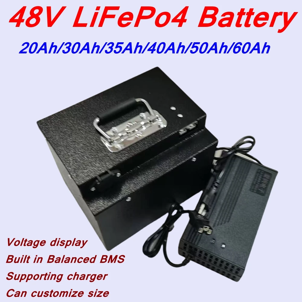 

48V 20Ah 30Ah 35Ah 40Ah 45ah 50ah 60ah 70Ah Lifepo4 Lithium Battery for 48V Vehicles Golf Cart tricycle Two-wheeler + Charger.