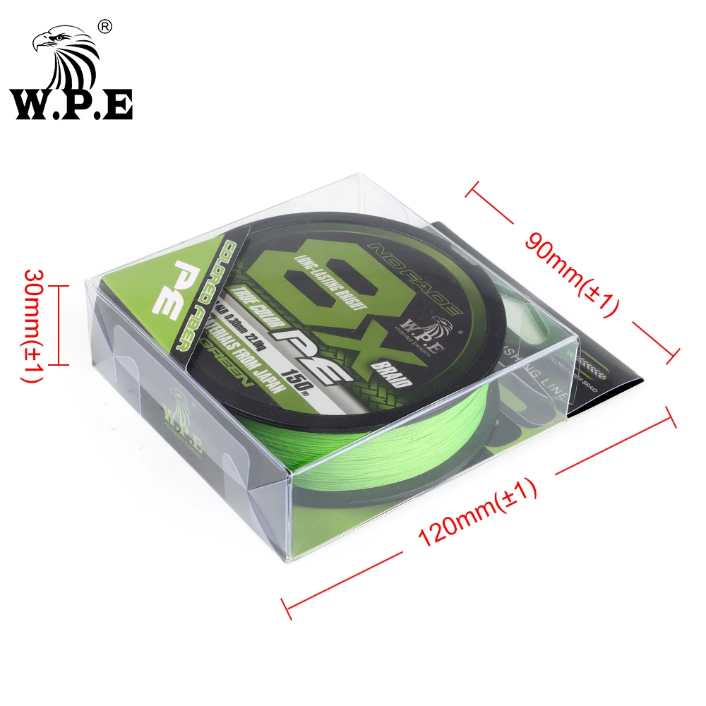 W.P.E 8X 150m PE lenza 0.16-0.40mm 11-26.5kg 24.2-58.3lb verde 8 fili filo da Pesca intrecciato attrezzatura da Pesca alla carpa Pesca