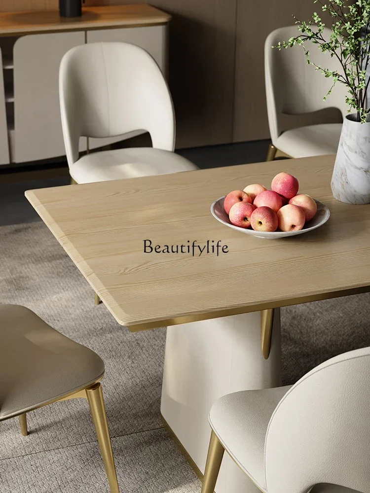 FG17Selenson Light Luxury Ash Rectangular Dining Table Italian South American Walnut Dining Table