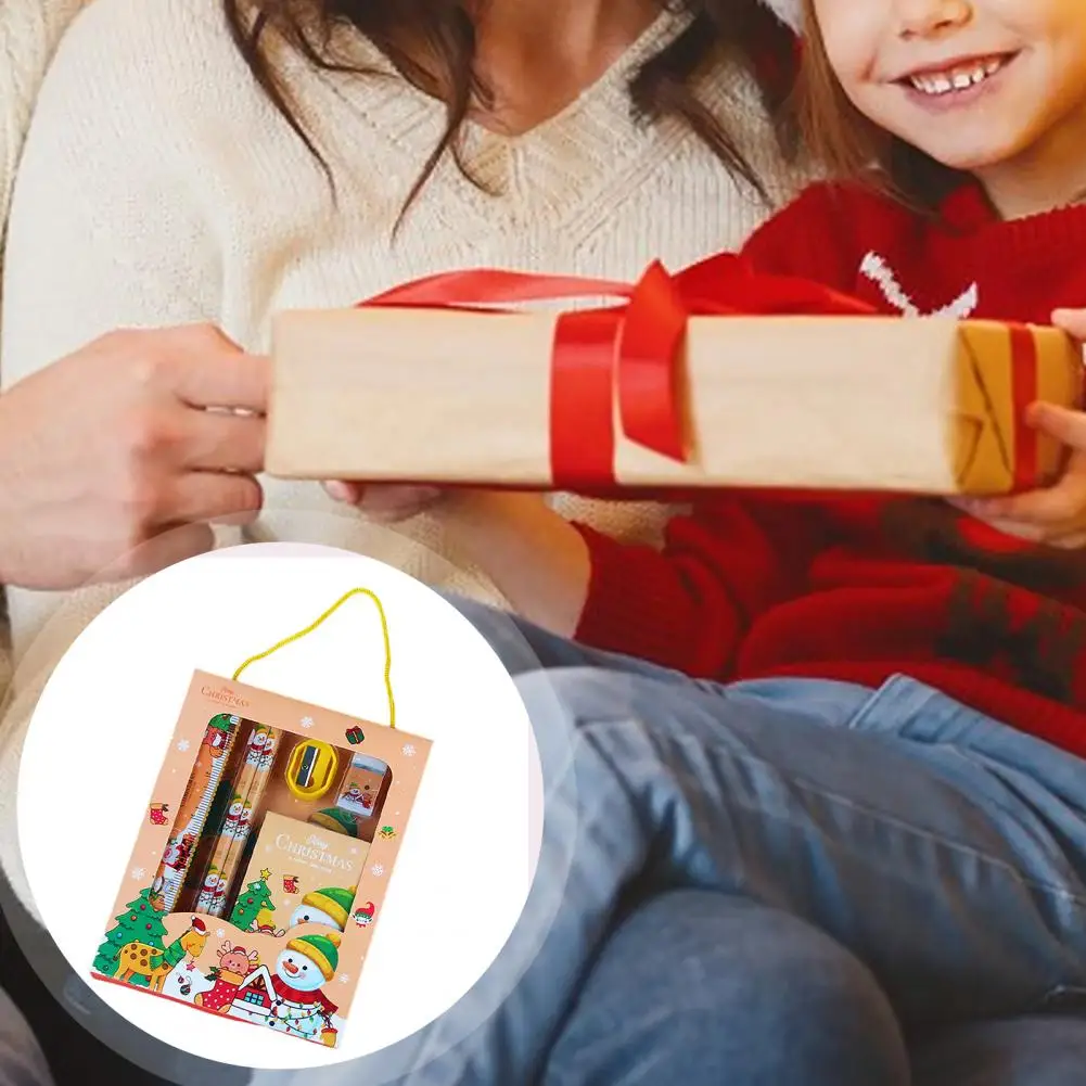 Ластик для чистой бумаги, милый Рождественский набор канцелярских принадлежностей, мультяшный Рождественский узор, точилка для карандашей, ластики, идеальные Детские карандаши