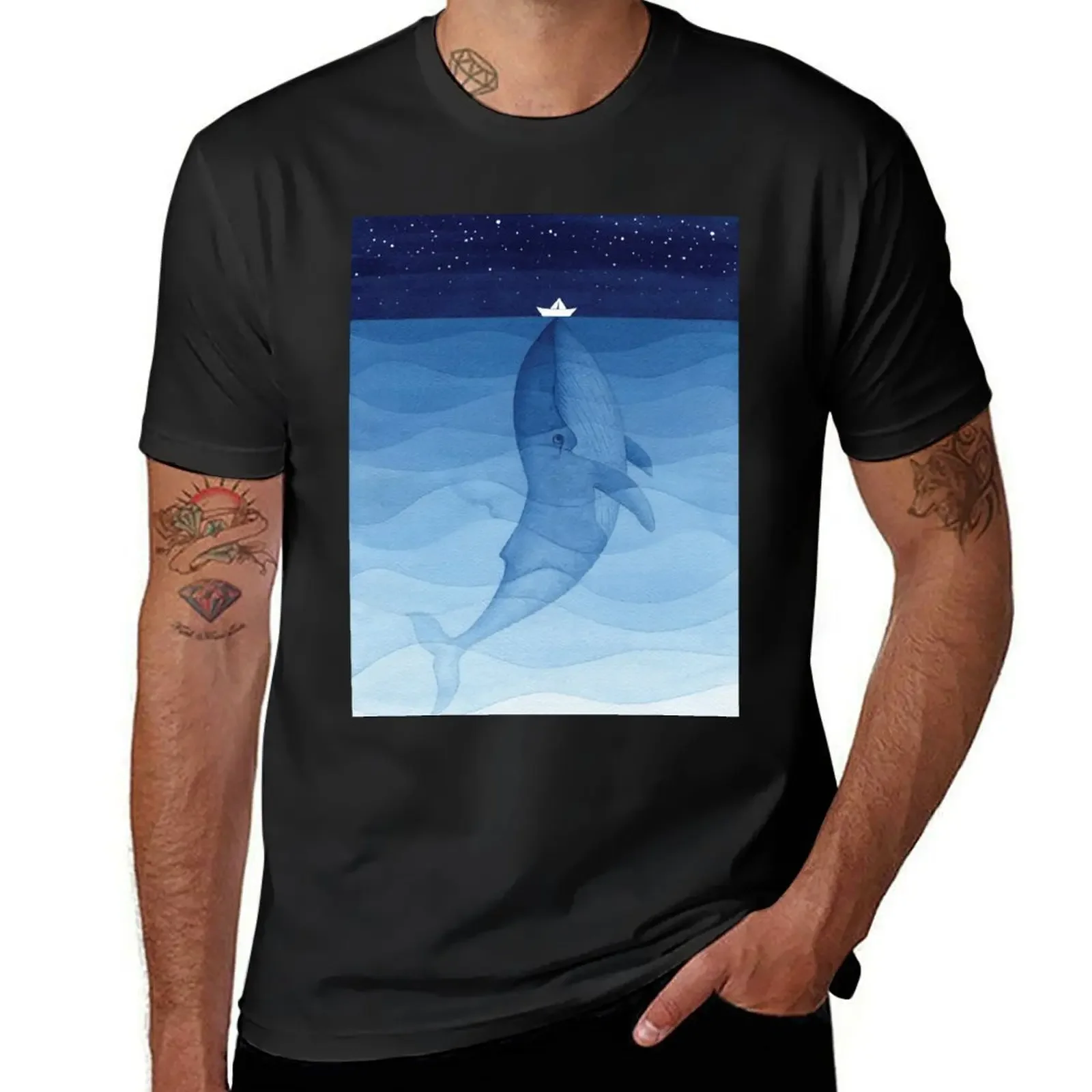 Blue whale, sea animal T-Shirt aesthetic clothes tees basketball graphic tees slim fit t shirts for men