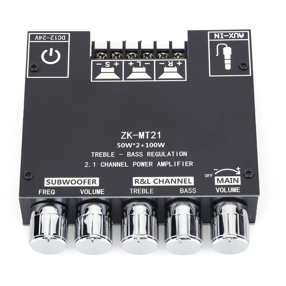 ZK-MT21 2x50W + 100W 2.1ช่องซับวูฟเฟอร์บอร์ดขยายกำลังเสียงระบบดิจิตอลเสียงสเตอริโอ BT5.0เบส am สำหรับลำโพงโฮมเธียเตอร์