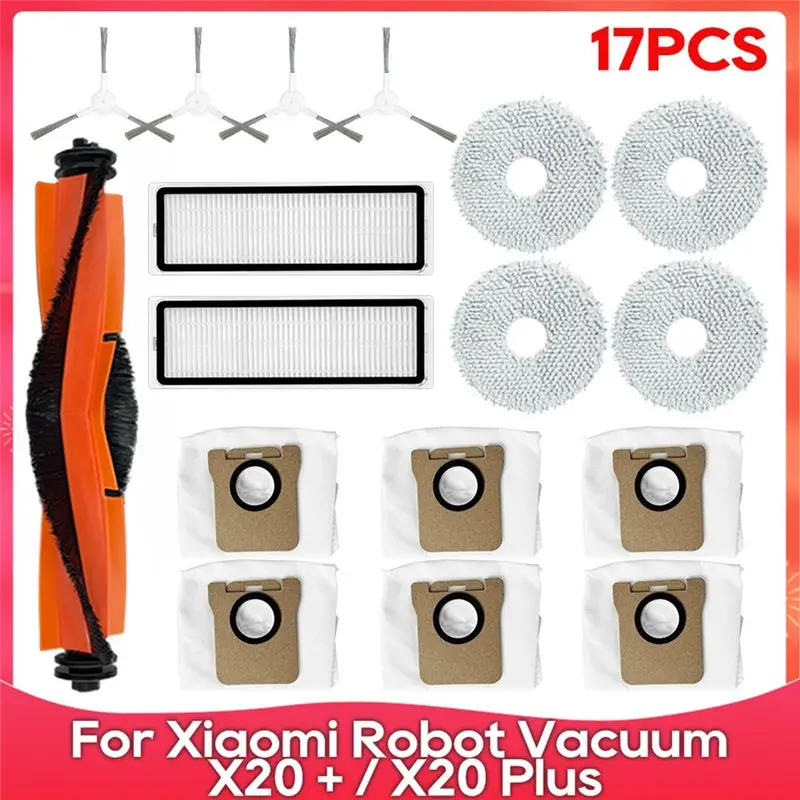 HRBAJ-For Robot Vacuum X20 + / X20 Plus Part Accessory Main Side Brush Hepa Filter Mop Cloth Dust Bags