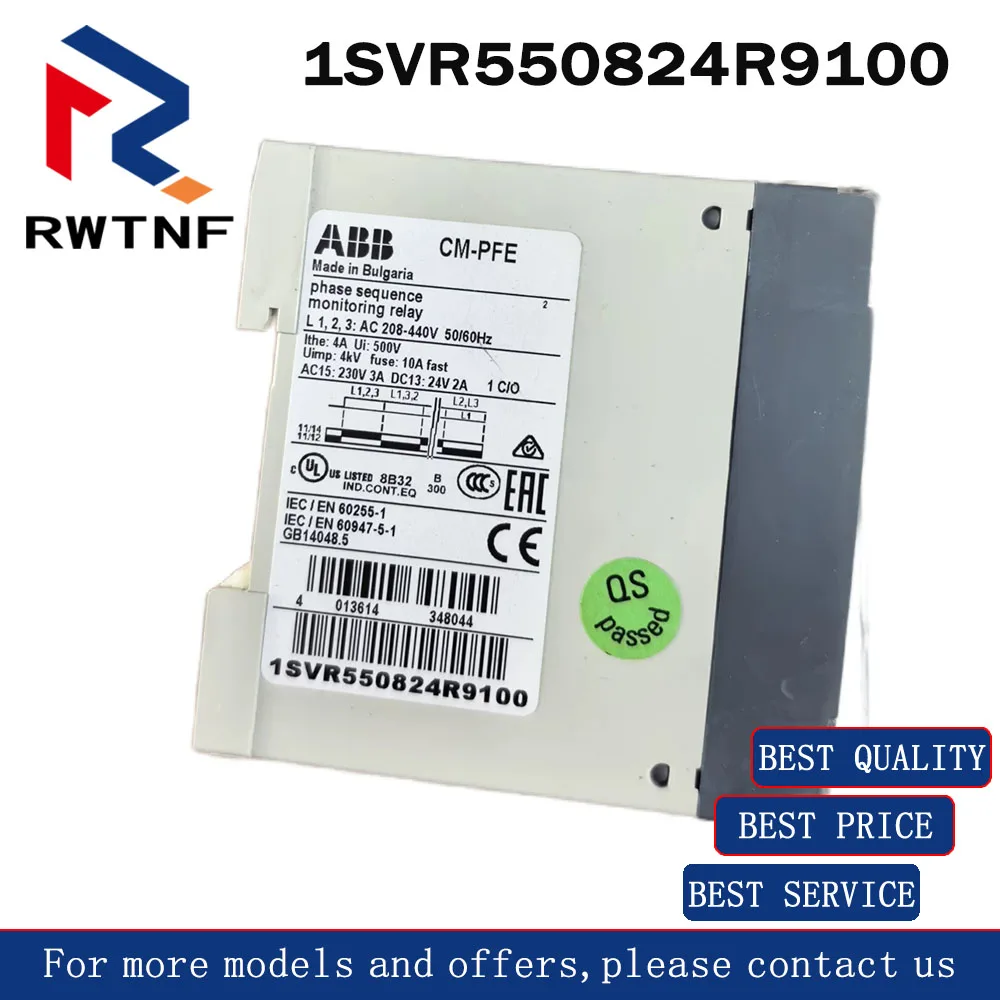 

Brand New Genuine 1SVR550824R9100 ABB CM-PFE Three-phase phase sequence monitor 1001257 208-440VAC,100% original warehouse stock