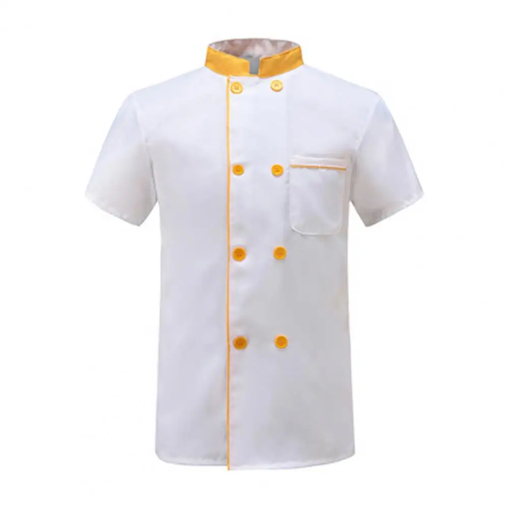 

Chef Top Contrast Color Stand Collar Catering Easy to Wash Chef Shirt Work Clothing