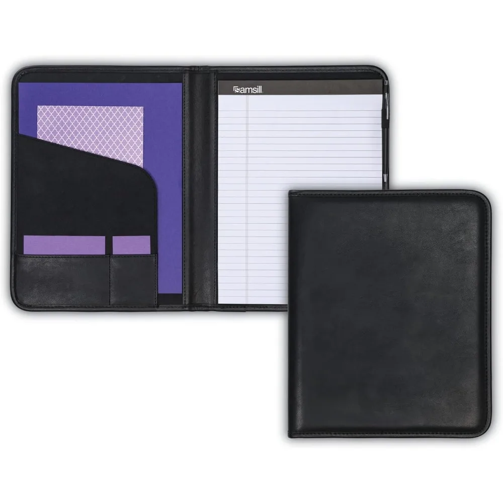 

Professional Padfolio, Faux Leather Business Portfolio for Men and Women, with 8.5 x 11 Writing Pad, Black