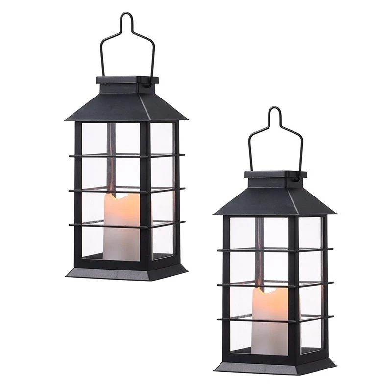 AT51 Decorative Outdoor Garden Solar Lantern Lights 2Pcs LED Flameless Candles For Hanging For Table Backyard Party