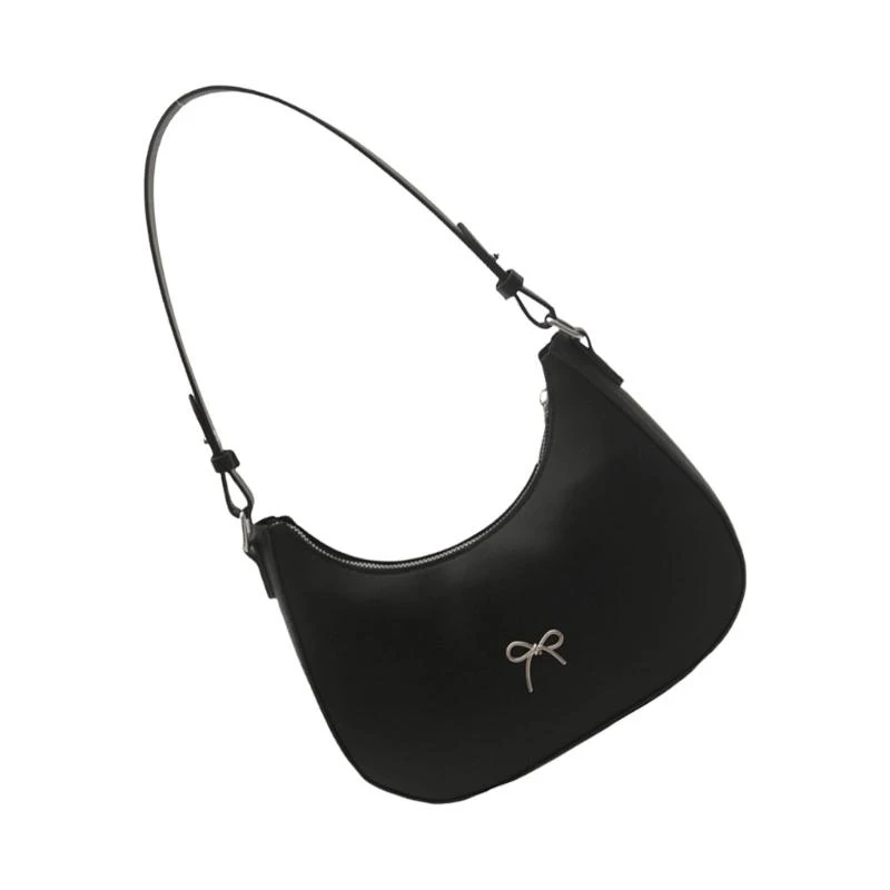 

G5AE Delicate PU Leather Shoulder Bag with Bowknot Decors Detail Travel Work Underarm Bags for Shopping and Social Gatherings