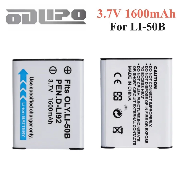 1600mAh Li-50B Li 50B Rechargeable Li-ion Battery For Olympus Mju 1020 SP-800UZ Stylus 1010 u 1010 Ricoh CX3 CX4 D-LI92 DLI92