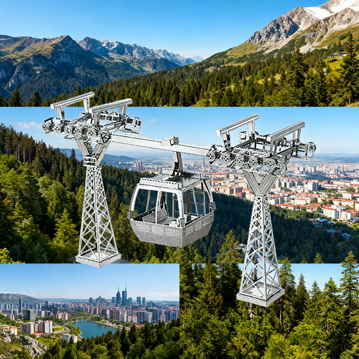 cable car 3D Metal Puzzle model kits DIY Laser Cut Puzzles Jigsaw Toy For Children view 5