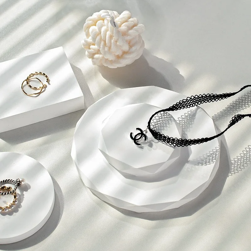 INS ستيريو هندسية الدرج صور التصوير الديكور الدعائم مربع جولة مجوهرات الجمال اطلاق النار الخلفية