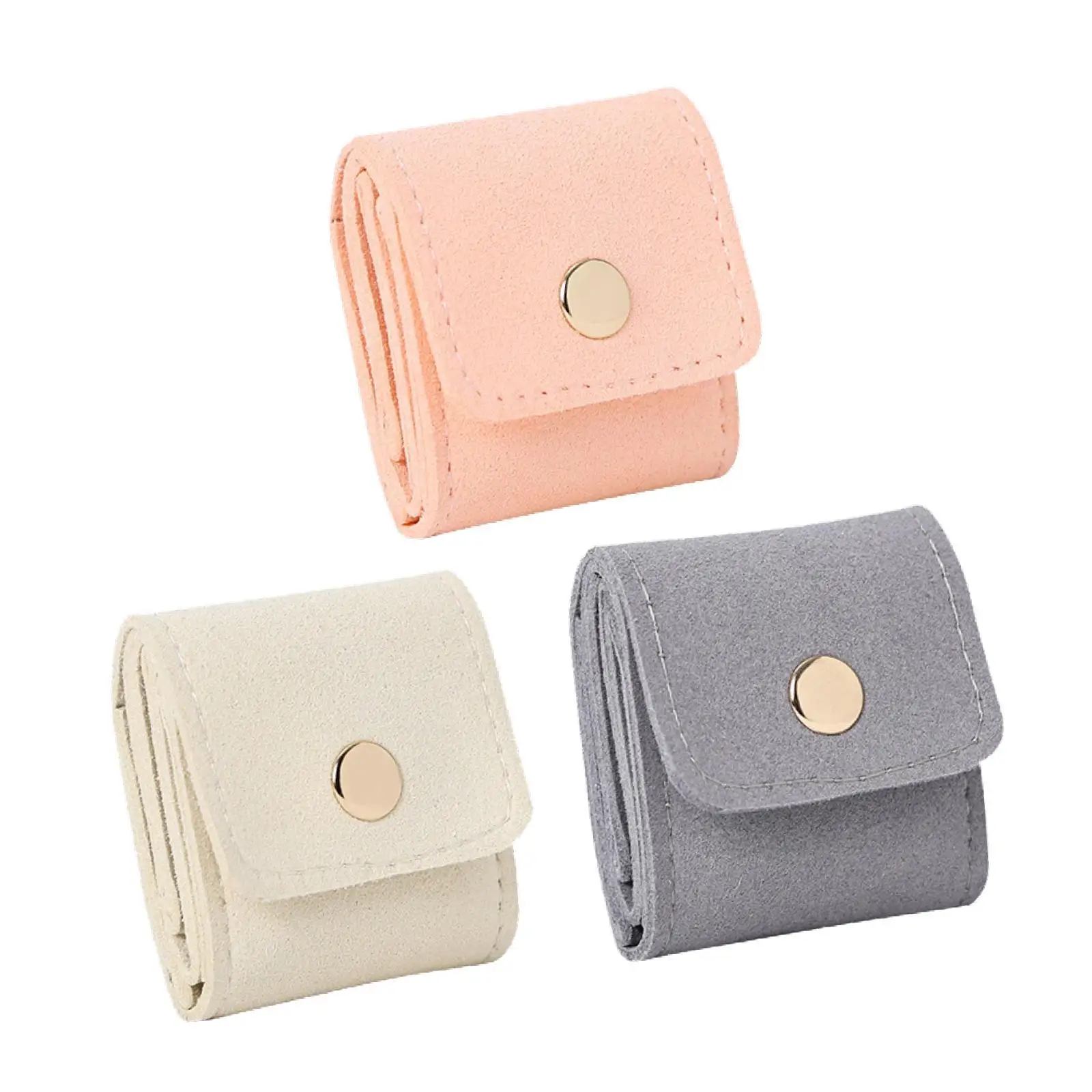 

3x Travel Jewelry Roll up Organizers Small Rings Case Foldable Storage Bags for Women Lady Party Trip Mom Outdoor Activities