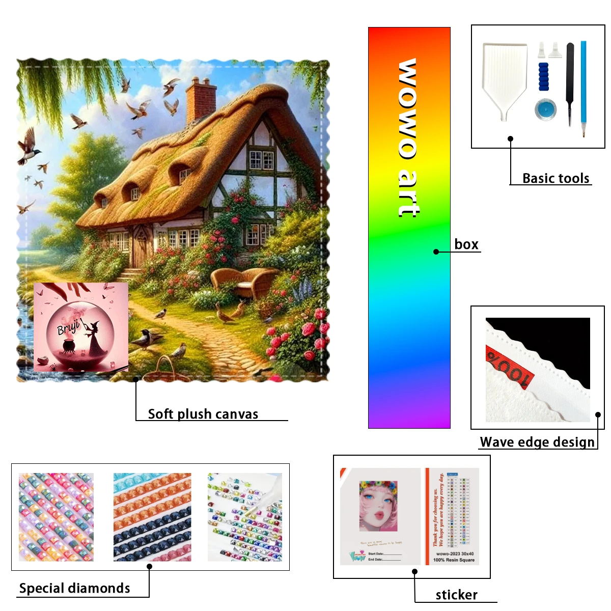 

【Bruji_ Diamond Art】My cottagee Crystal AB Rhinestone FD Rhinestone Perfect Resin Diamond