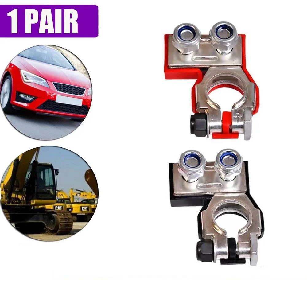 

1 пара клемм аккумулятора 12 В, разъемы, зажимы, положительные отрицательные силовые наконечники, комплект разъемов для автомобиля, каравана, лодки, мотоцикла