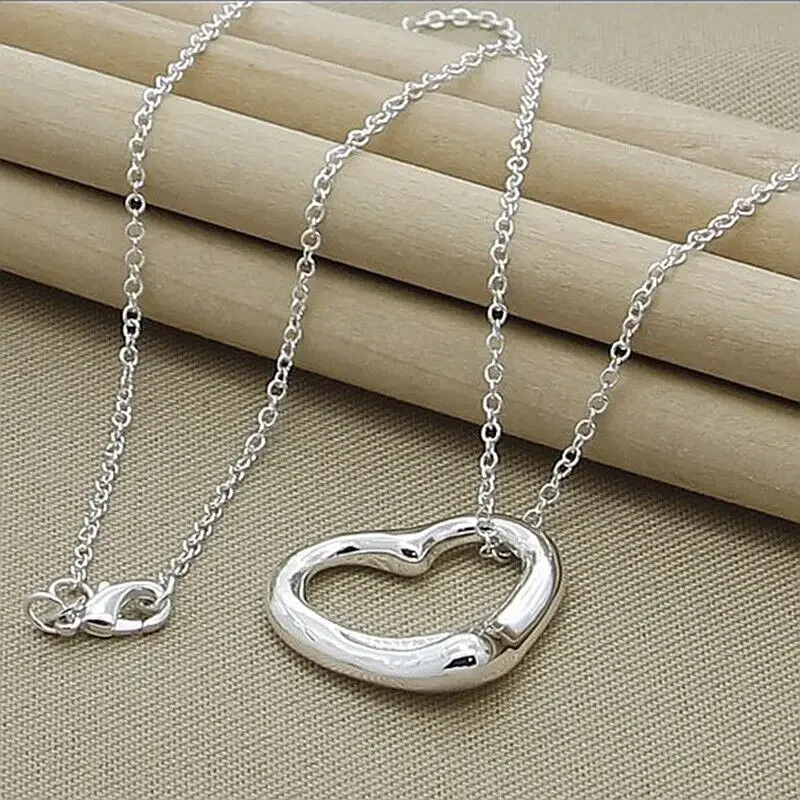 

Wedding Engagement 925 Sterling Silver Heart of Love Pendant Necklace Chain Fashion Jewelry